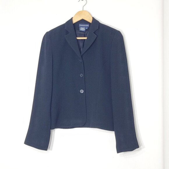 Tristan & Iseut Women's Black Long Sleeve Business Button Front Blazer Size 6 - Picture 1 of 12